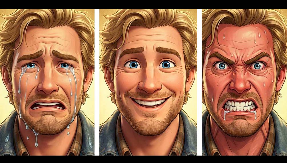 Emotion Control demo - click each face to hear different emotions